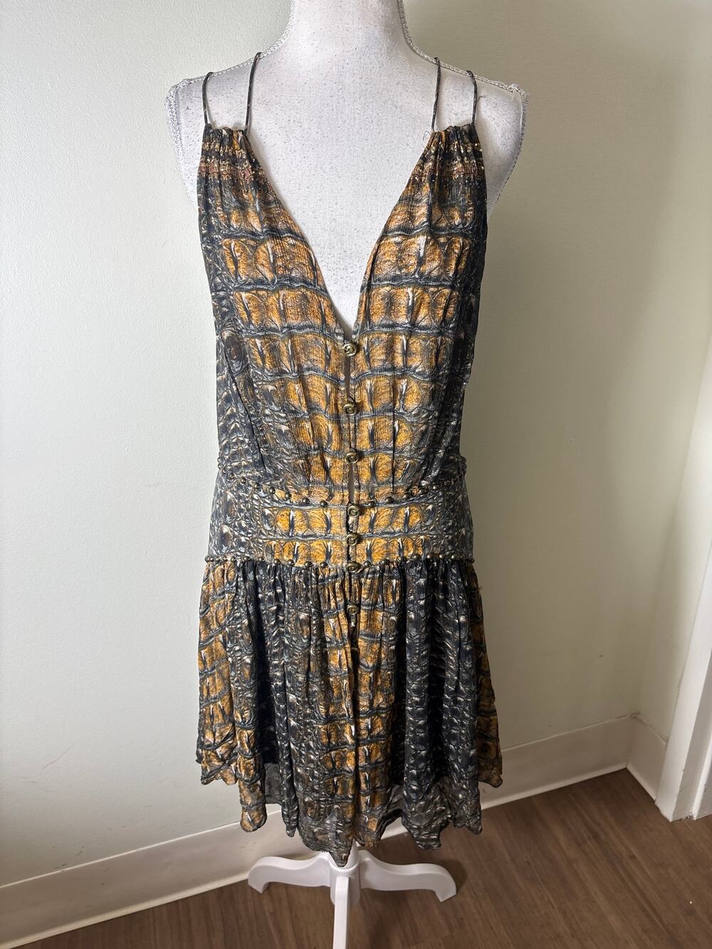 Camilla Black Silk Sleeveless Mini Dress Sz L